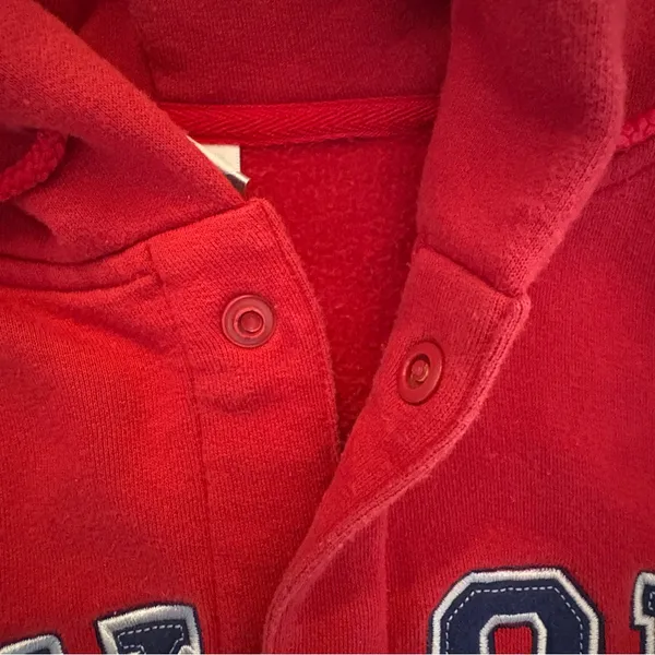 Vtg 90s Disney Eeyore Blue Mood #68 Hoodie‎ Womens L Red Snap Retro Streetwear - Image 9