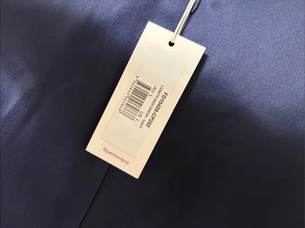 Petal + Pup Lisbeth Ruched Satin Midi Dress Navy Large NWT - Image 14