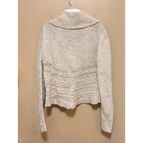 Aeropostale Womens XL Tan Cable Knit Shawl Collar Cardigan Sweater‎ - Image 3