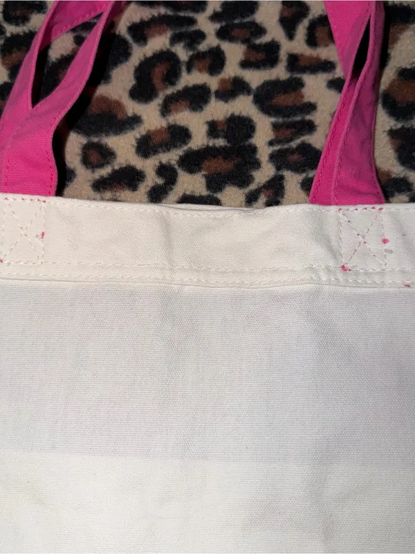2000s vintage style abercrombie & fitch striped tote bag with pink moose & strap - Image 8