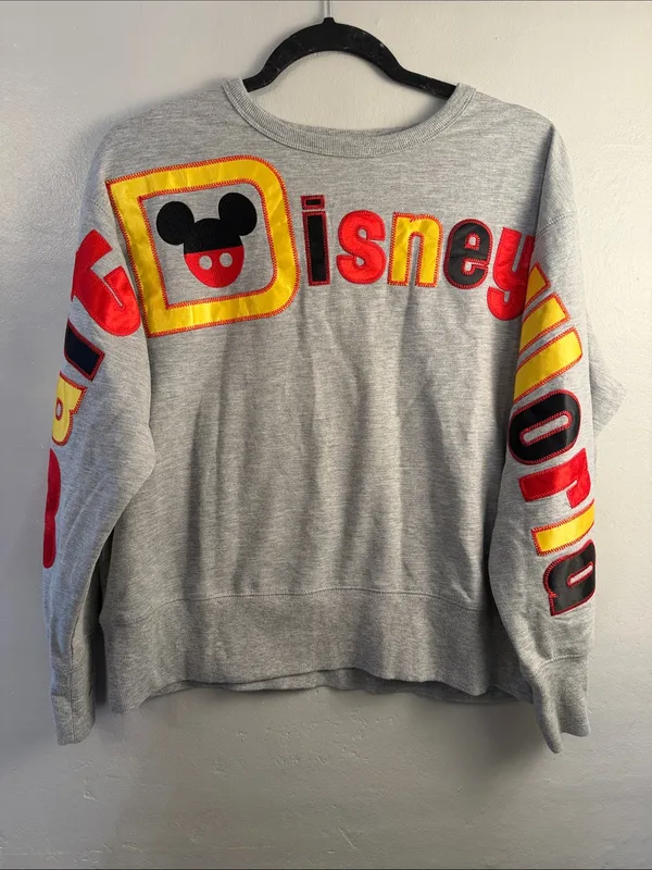 Disney Gray Sweatshirt with Red & Yellow Appliqué size medium - Image 2