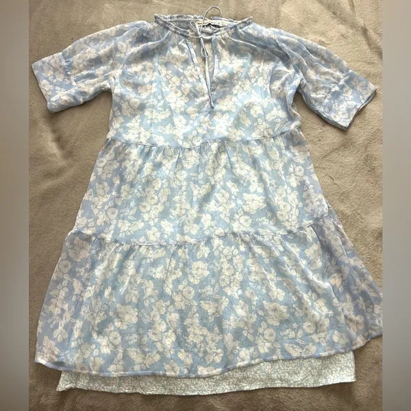 Abercrombie & Fitch Light Blue Floral Slip Boho Dress M - Image 2