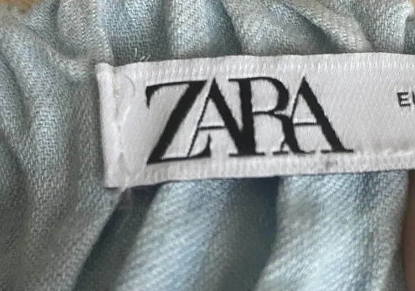 Zara Ara-Blue Chambray Mini Dress-Size Large - Image 8