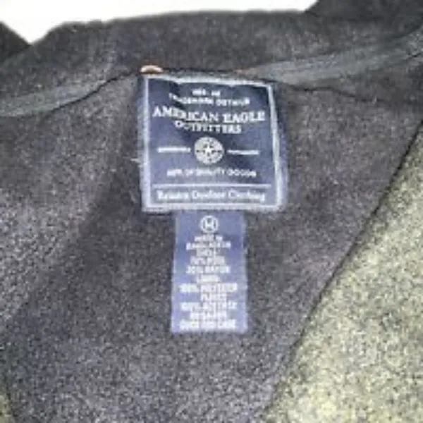American Eagle Womens Wool Pea Coat Size M Dark Olive Marled Fleece Lined Hooded - Image 6