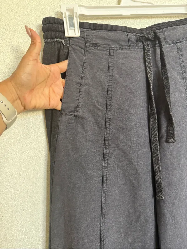Daily Practice Anthropologie Charcoal Wide Leg Zip Hem Pants Utility Y2K - Image 6