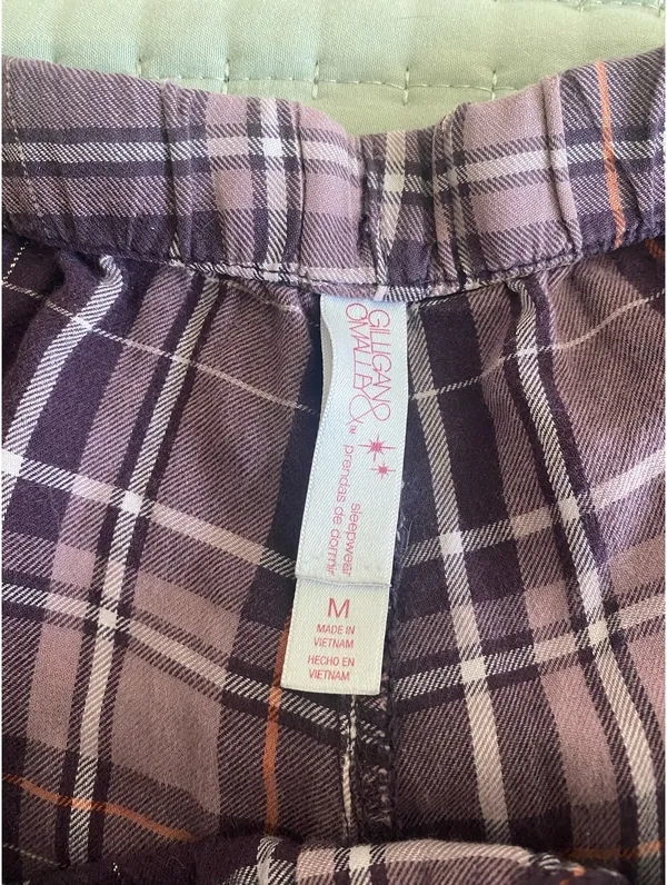 Purple Plaid Sleep Shorts Size M - Image 2