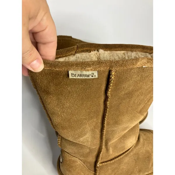 Bearpaw shearling pull on boots women's size 10 tan brown suede winter cozy‎ - Image 2