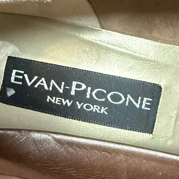 Evan-Picone New York Metallic Bronze Leather Block Heel Pumps Size 8B - Image 7