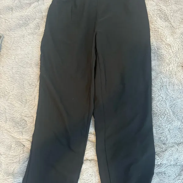 High Waist Belted Hem Cropped Pants Black Size XS - Image 5