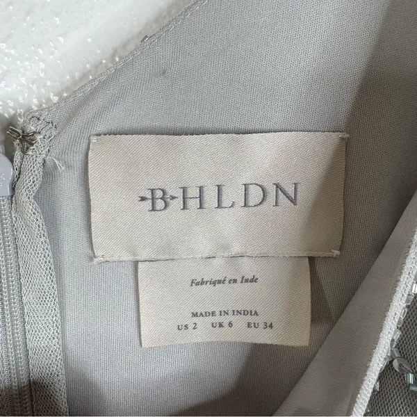 BHLDN NWT Light‎ Gray Chevron Beaded Gown Size 2 - Image 6