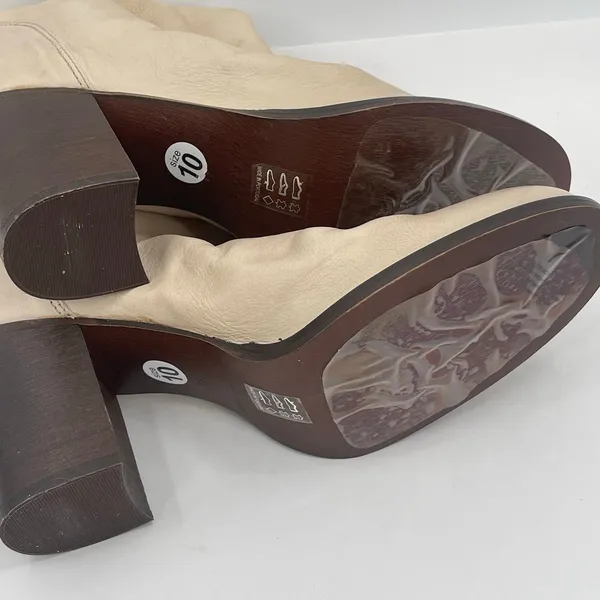 FREE PEOPLE Elle Boots Size 10 NEW Slouchy Leather Block Heel NWT/Box Beige Boho - Image 11