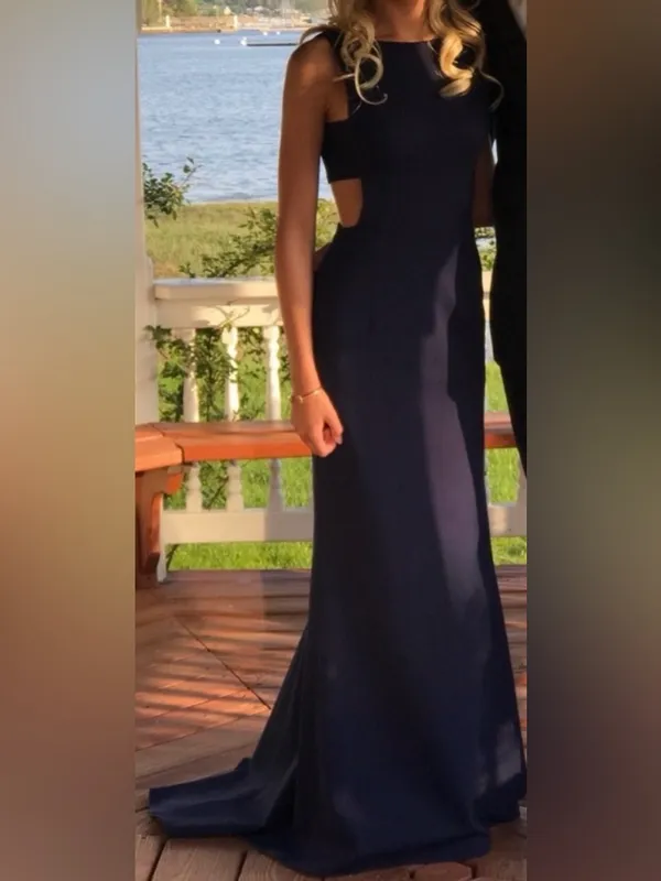 Sherri Hill Navy Blue Cut Out Sides Dress Train Style 50741 Sz 2 Prom Homecoming - Image 6