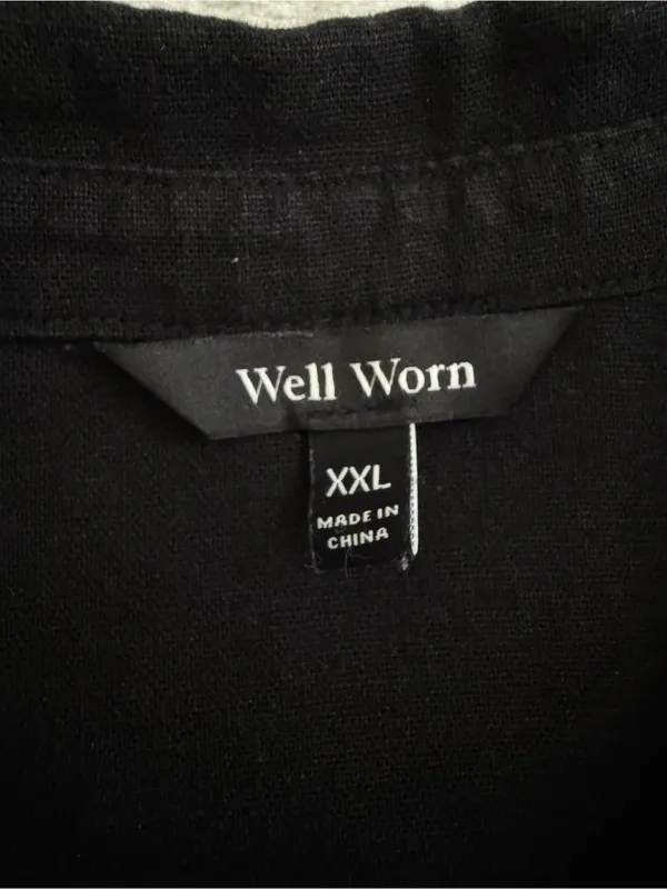 Well Worn Black Linen Blend Oversized Shirt Dress Pockets XXL - Image 2