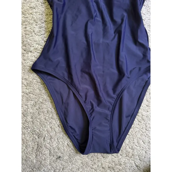 NWT Quince Italian Cross Back One Piece Swimsuit Deep Navy Size Medium - Image 8