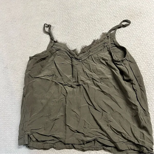 Abercrombie Khaki Taupe Lace Trim Cami Tank Top Size XSmall - Image 3