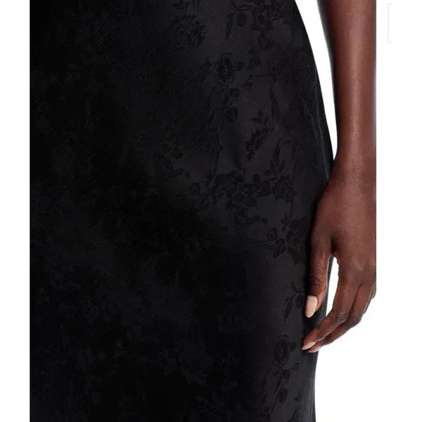 AQUA x Liat Baruch Floral Silk Jaquard Maxi Dress Tie‎ Shoulder Black XS - Image 4