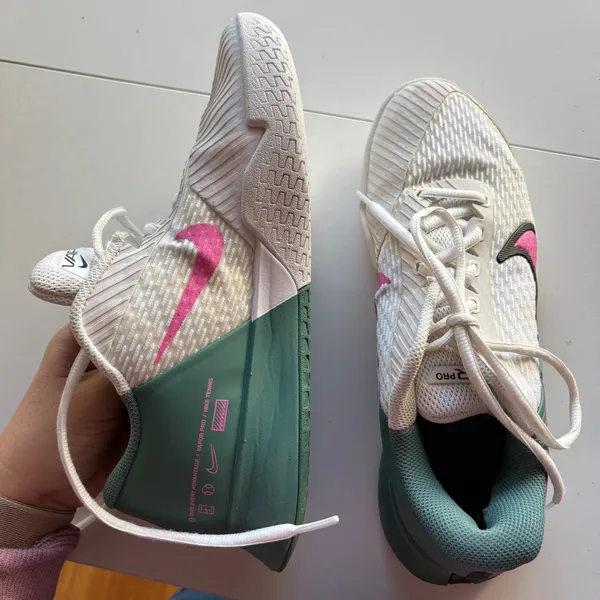 Nike Court Air Zoom Vapor‎ Pro Women Size 8.5 White Green Pink Tennis Shoes - Image 10