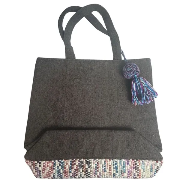 Ruggine Women's Multicolor Woven Fringe‎ Tote Bag Boho-Chic - Image 2
