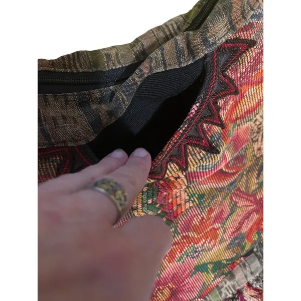 Tapestry Boho Woven Shoulder Bag Floral Fringe Multicolor - Image 4