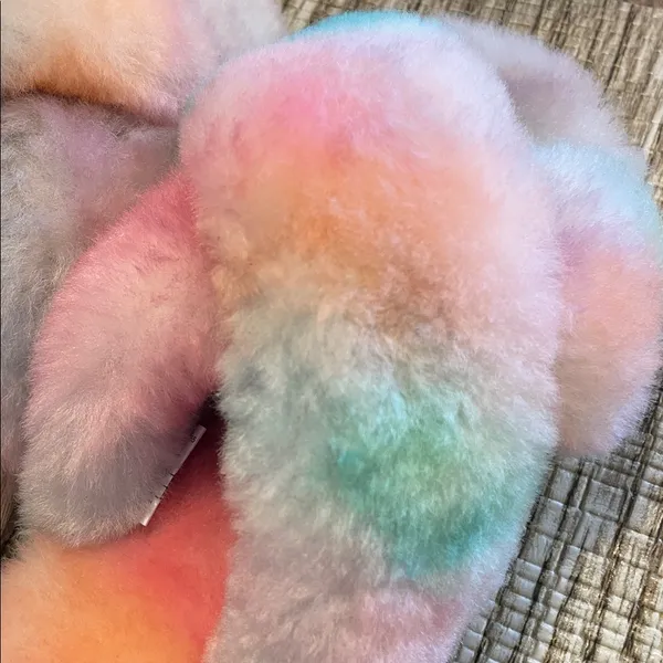 Anthropologie Cozy Multicolor Fuzzy Slippers - Image 10