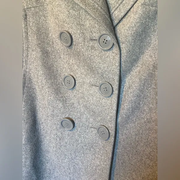 New York & Company Gray Button Down Wool Coat Peacoat - Image 6