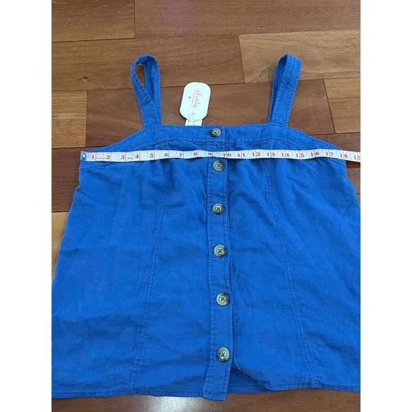 NWT Maeve Anthropologie Tank Top Womens Blue Linen Blend Button Front S - Image 6