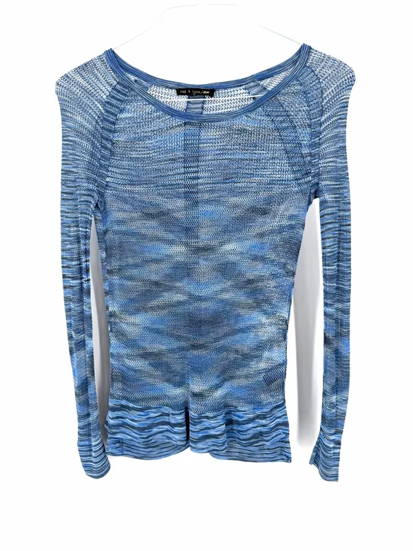 Rag & Bone Blue Y2K Mesh Pullover Crewneck Long Sleeve - Image 2