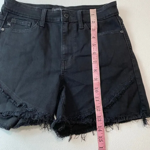 Judy Blue Medium Black High Rise Frayed Hem Denim Shorts Distressed - Image 5