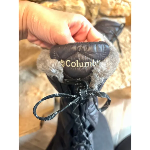 Columbia Powder Summit II Black Gray Down Faux Fur Waterproof Winter Boots 8.5 - Image 6