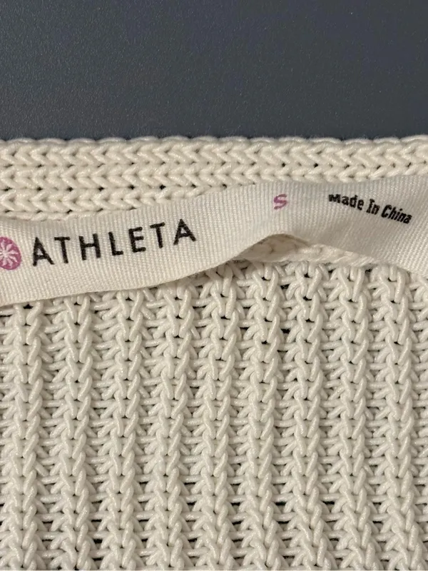 Athleta Women’s Highline Sweater Tunic Cream Size Small V-Neck Knit Casual Fall - Image 4