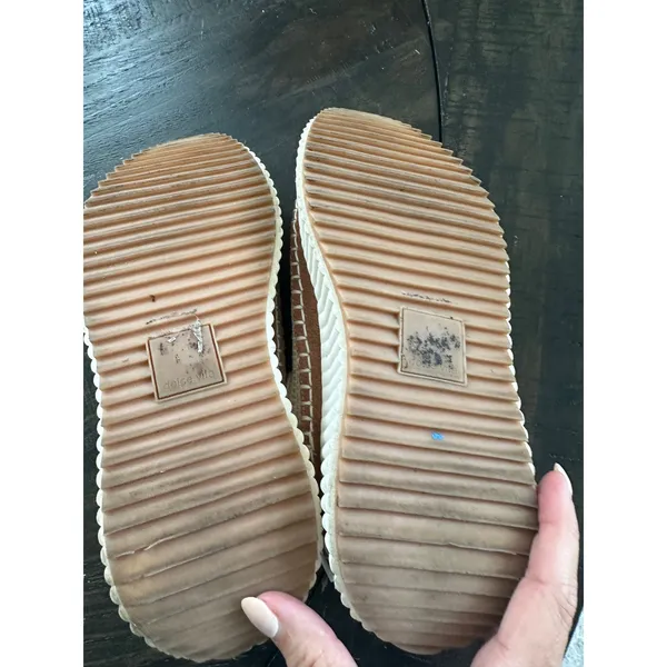Dolce Vita Dolen Cream Tan Suede Knit Platform Sneakers Women Shoes GUC size 8.5 - Image 5