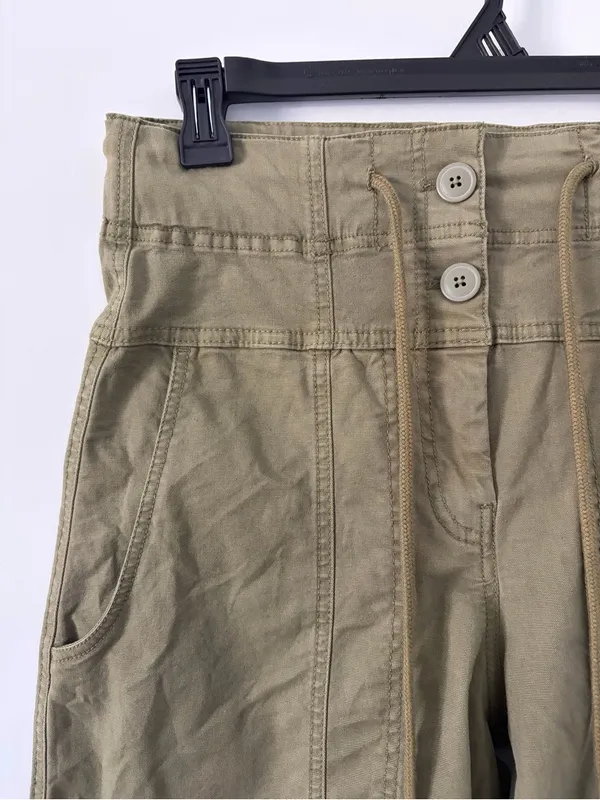 Anthropologie Maeve Utility High Rise Wide Leg Tailored Trousers Olive Green XS - Image 4