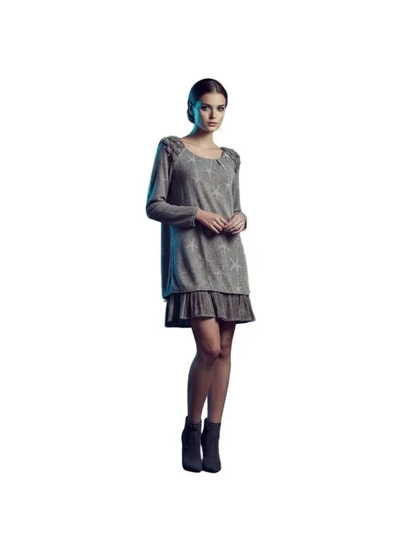 Seduzione Brown Star Mohair Blend Midi Dress Size L - Image 9