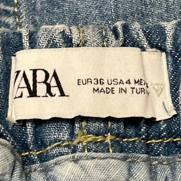 Zara Women's Blue Elastic Waist High Rise Straight Relaxed Denim Jeans Size 4 - Image 4