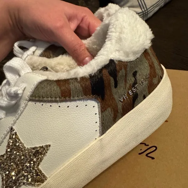 Vintage Havana Camo and White Kids Shoes with Gold Star - Image 8