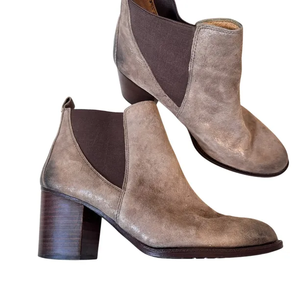 Sofft Brown Metallic Leather Chelsea Ankle Boots Women’s 10 Fall Casual Chunky - Image 2