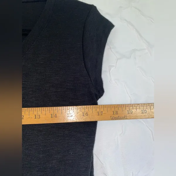 Madewell Midi V-Neck Women's Dress Small Cap Sleeves Slit Black Viscose - Image 3