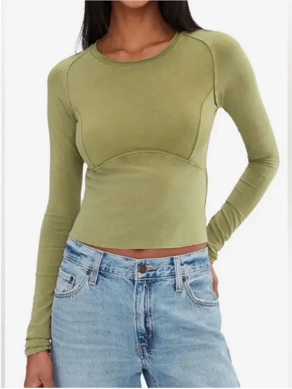 NWOT Free People We The Free Protagonist Long Sleeve - Mossy moss Green - S *IR* - Image 6