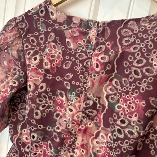 Altar'd State Burgundy Eyelet Floral‎ Dress Size Large - Image 7
