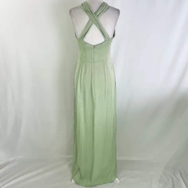 New Topshop Ring Detail Halter Neck Side Slit Maxi Dress Sage Green Size 6 - Image 13