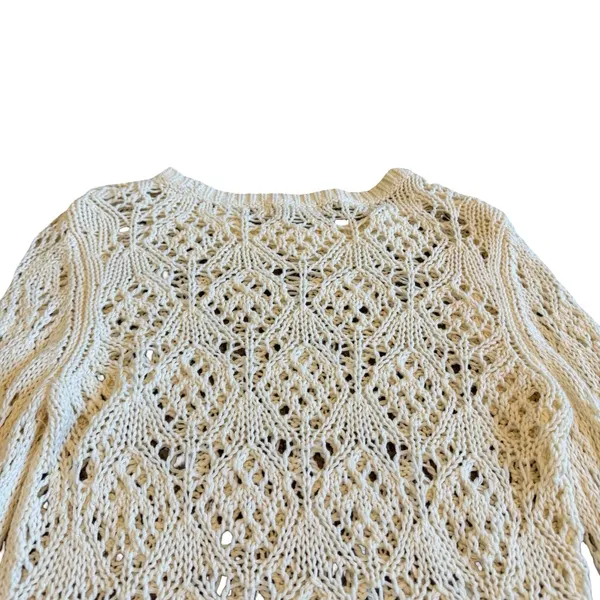 Aeropostale Aero Pullover Loose-Weave Sweater Cream Stretch Size Medium Women's - Image 4
