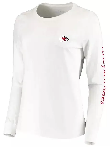 Vineyard Vines Women's White Kansas City Chiefs Helmet Long Sleeve T-shirt XS - Image 7