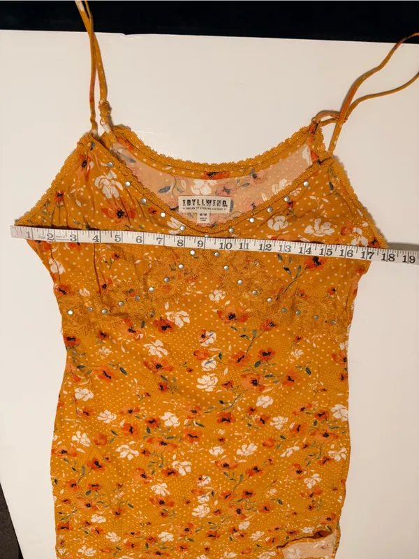 Idyllwind printed lightweight mini dress, spaghetti straps slip dress size M - Image 4