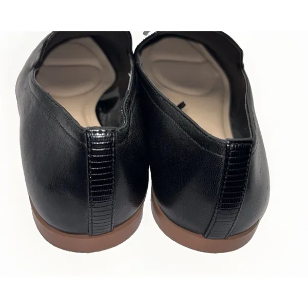 New Vince Camuto Womens Finetta Black Leather Embossed Pointed Toe‎ Loafers 9 - Image 5