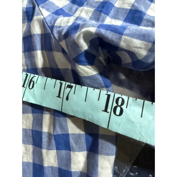 Reformation Blue White Gingham Off The Shoulder Button Down Shirt Womens Small‎ - Image 6