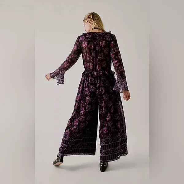 Free People x Anna Sui Cassiel Printed Jumpsuit Size L. B15 - Image 3