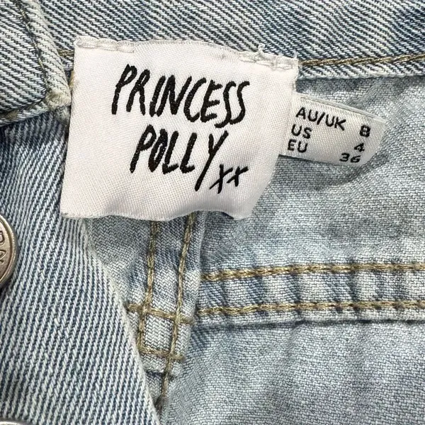 Princess Polly Raw Hem Button Fly Straight Jeans Women’s 4 - Image 2