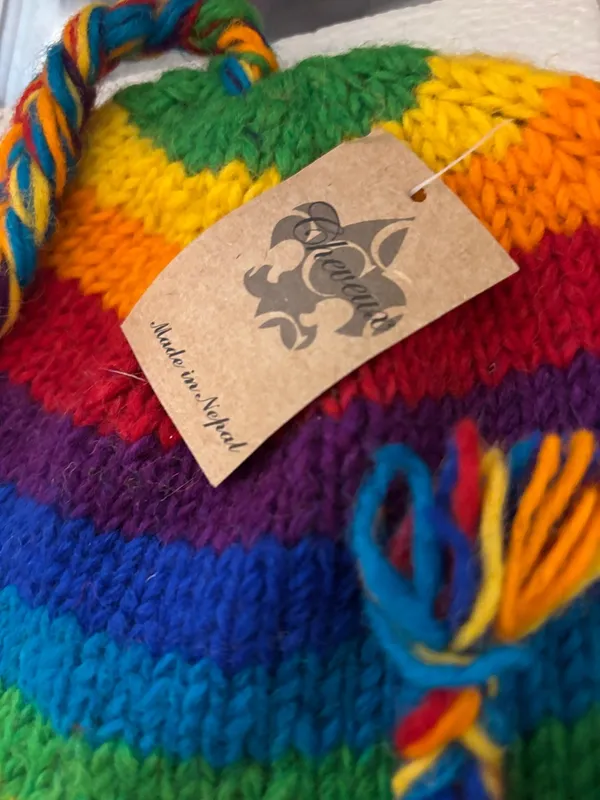 Handmade Rainbow Knit Sherpa Hat - Image 2