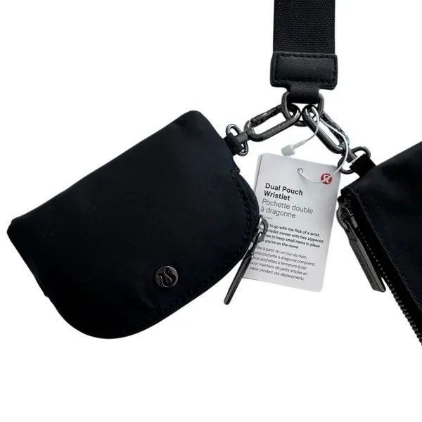 Lululemon Dual Pouch Wristlet Black Gunmetal White - Image 7
