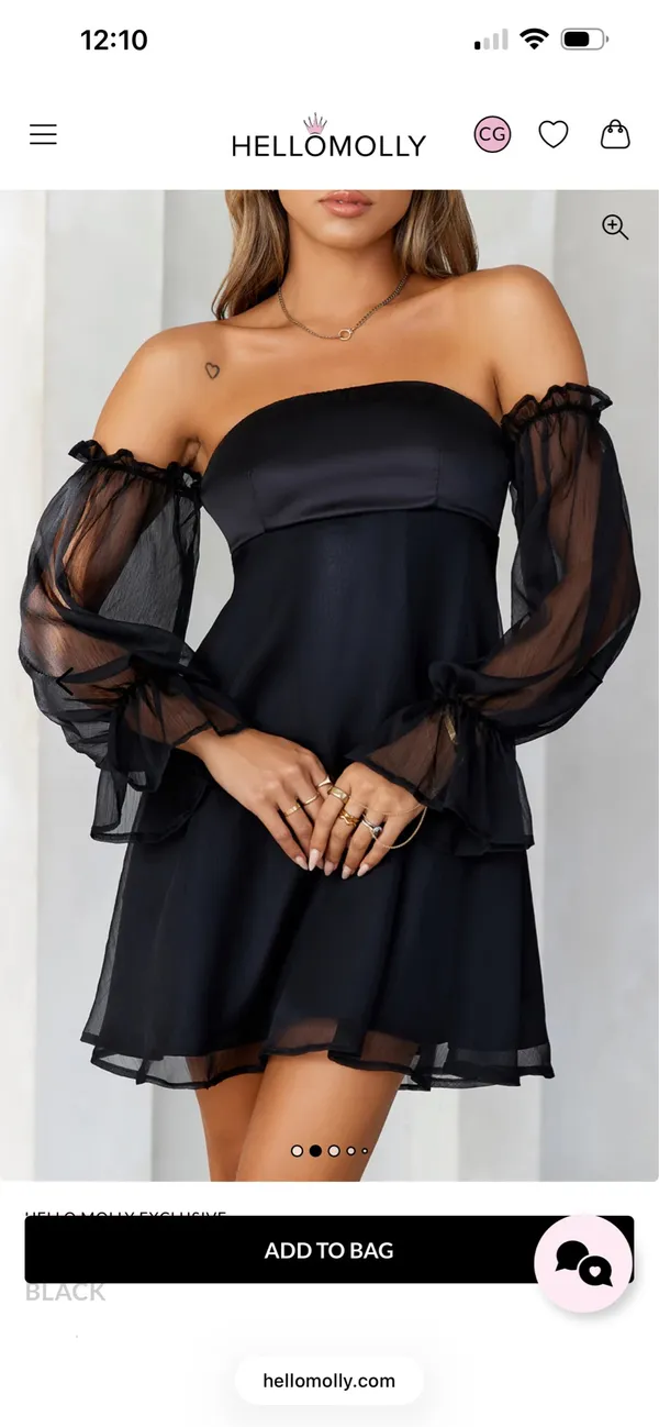Hello Molly Black Mini Dress Off-The-Shoulder - Image 2